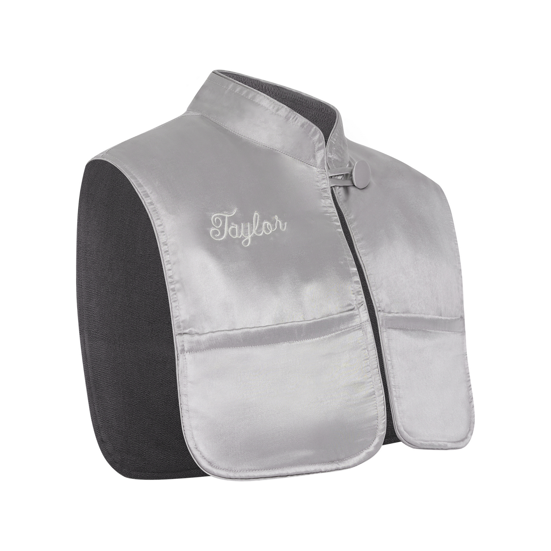 Bridal Monii Hair and Makeup Cape, Silver Satin