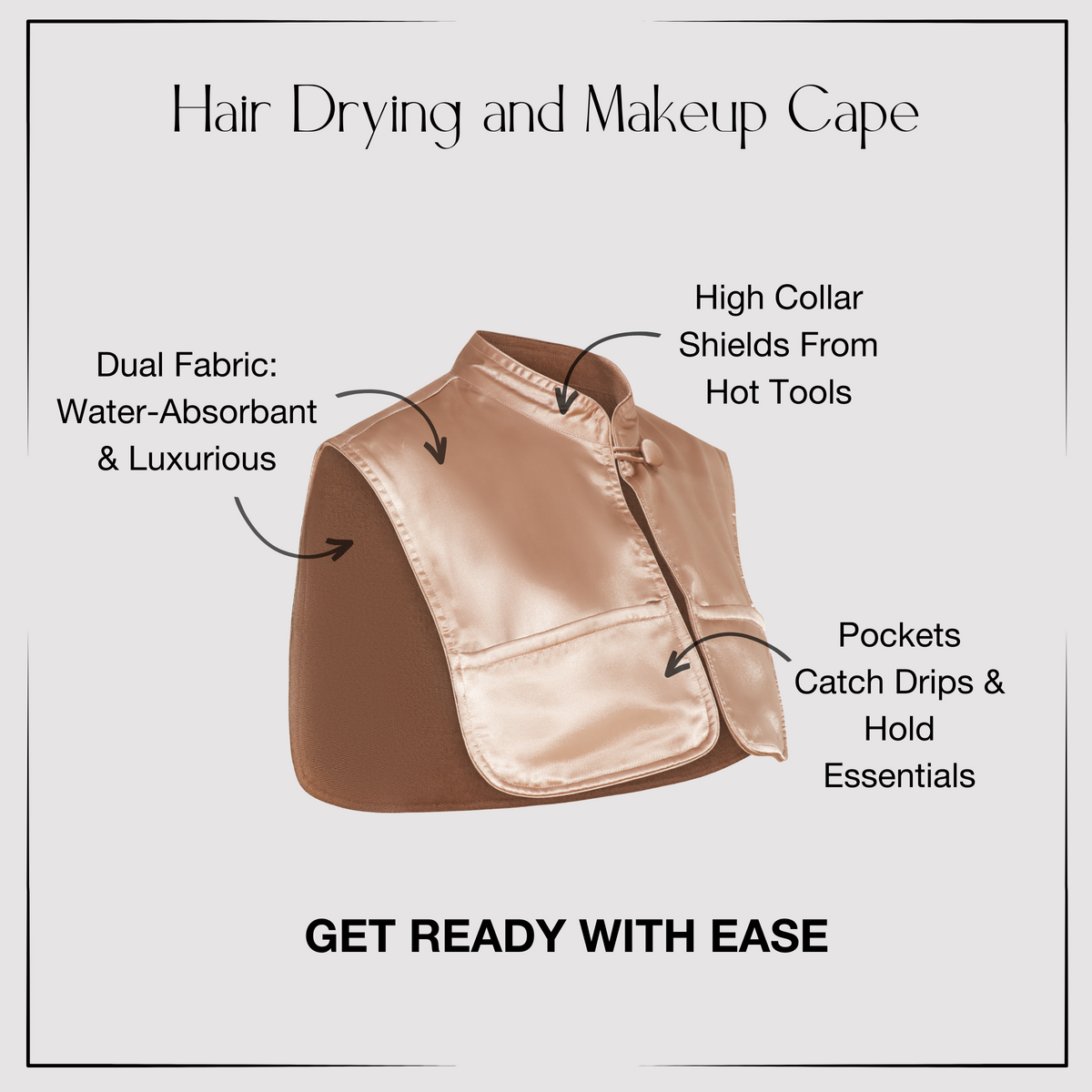 Monii Champaign Satin Hair Drying Cape