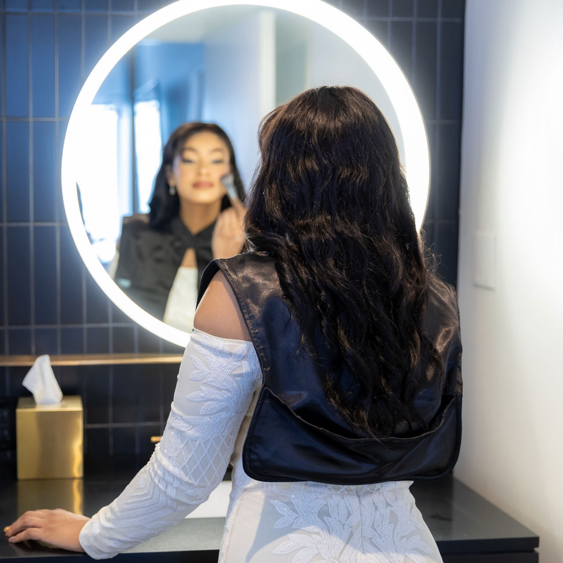 Monii Bridal Hair and Makeup Cape Black Satin