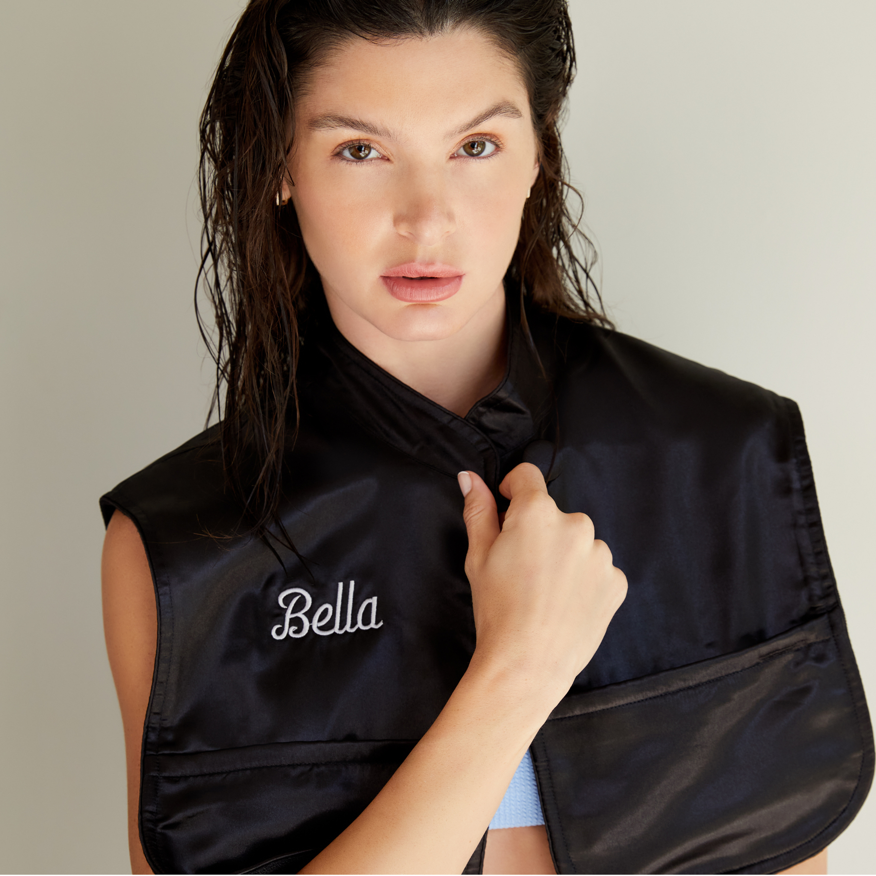 Personalized Monii Black Satin Button