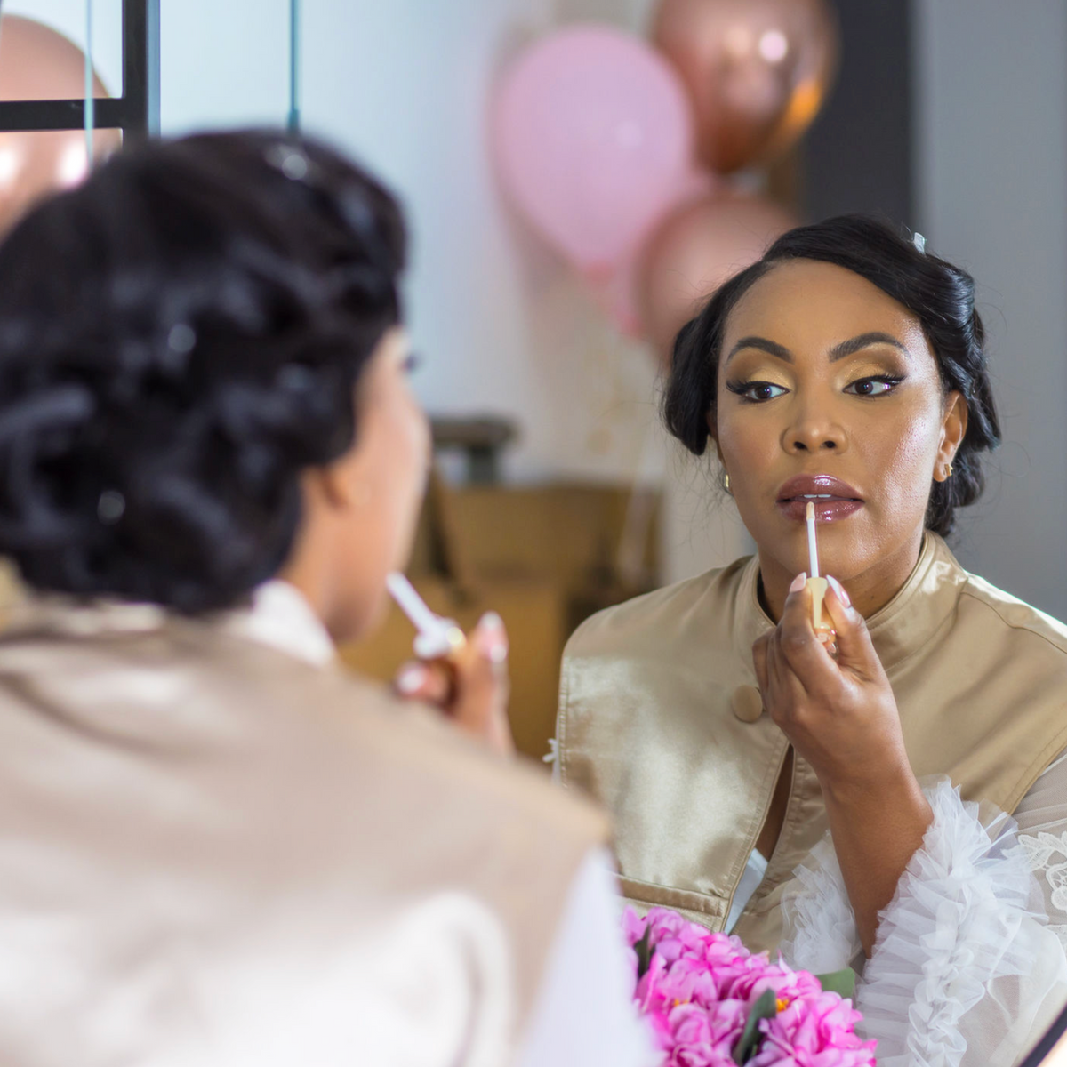 Monii Bridal Hair and Makeup Beauty Cape Champagne Satin