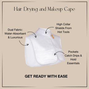 White satin Monii hair cape features graphic