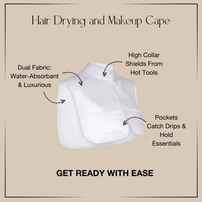 Monii Hair drying cape white satin